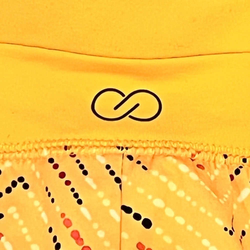 FINAL PRICE CALIA Yellow Orange Printed Kick It Up Shorts Activewear Shorts - Picture 4 of 11